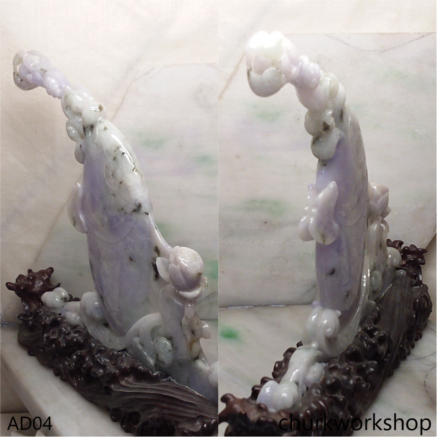 Unique natural lavender jade fish