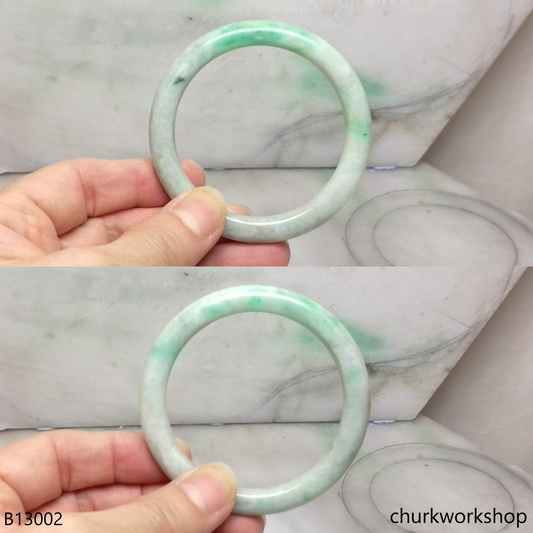 Pale green with splotches apple green jade bangle