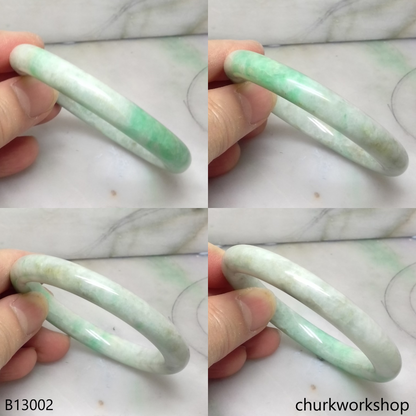 Pale green with splotches apple green jade bangle
