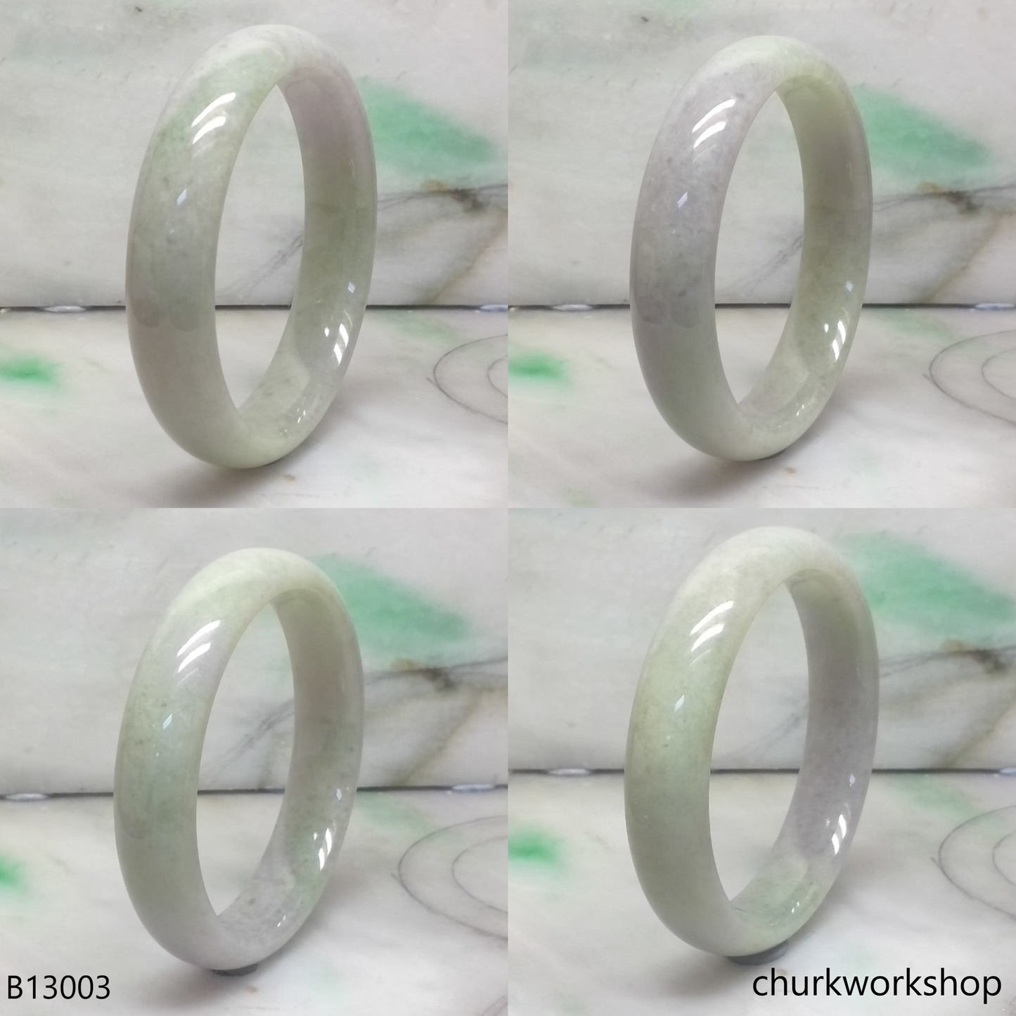 Light green mix pale lavender jade bangle