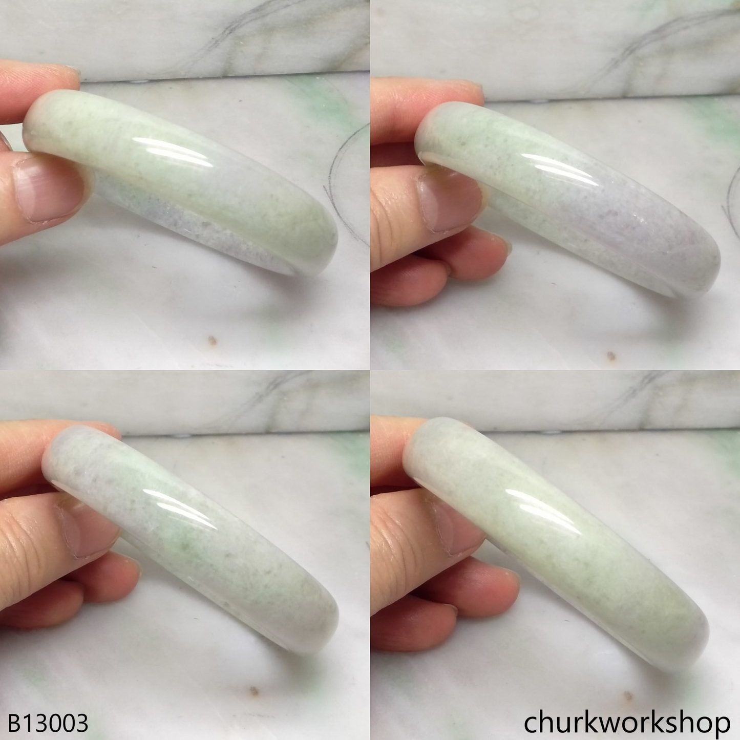 Light green mix pale lavender jade bangle
