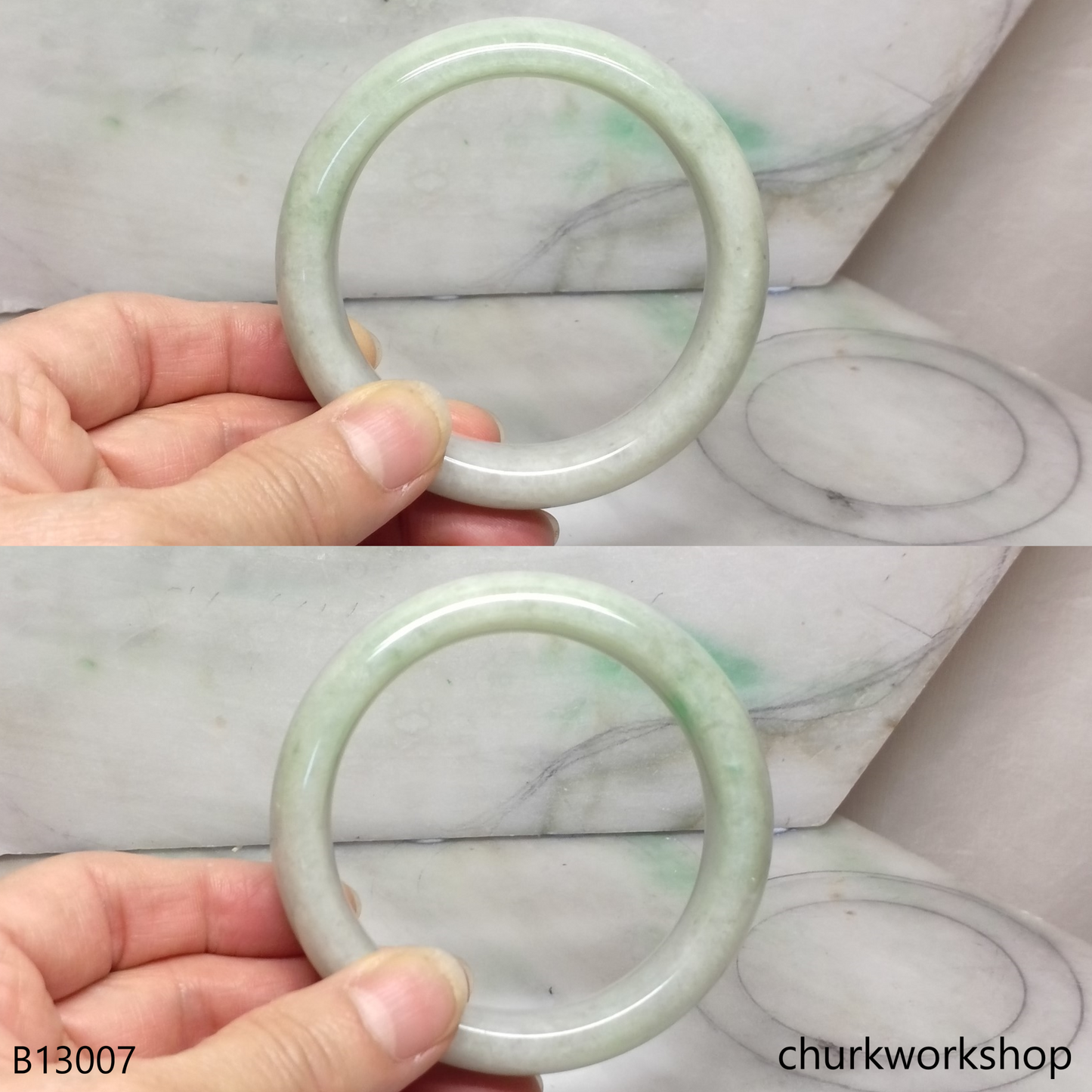 Light pea green jade bangle