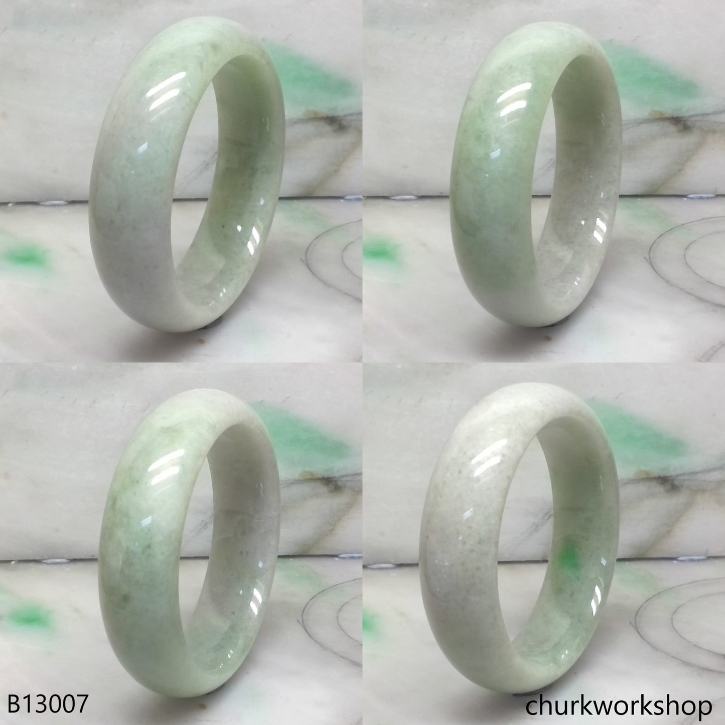 Light pea green jade bangle