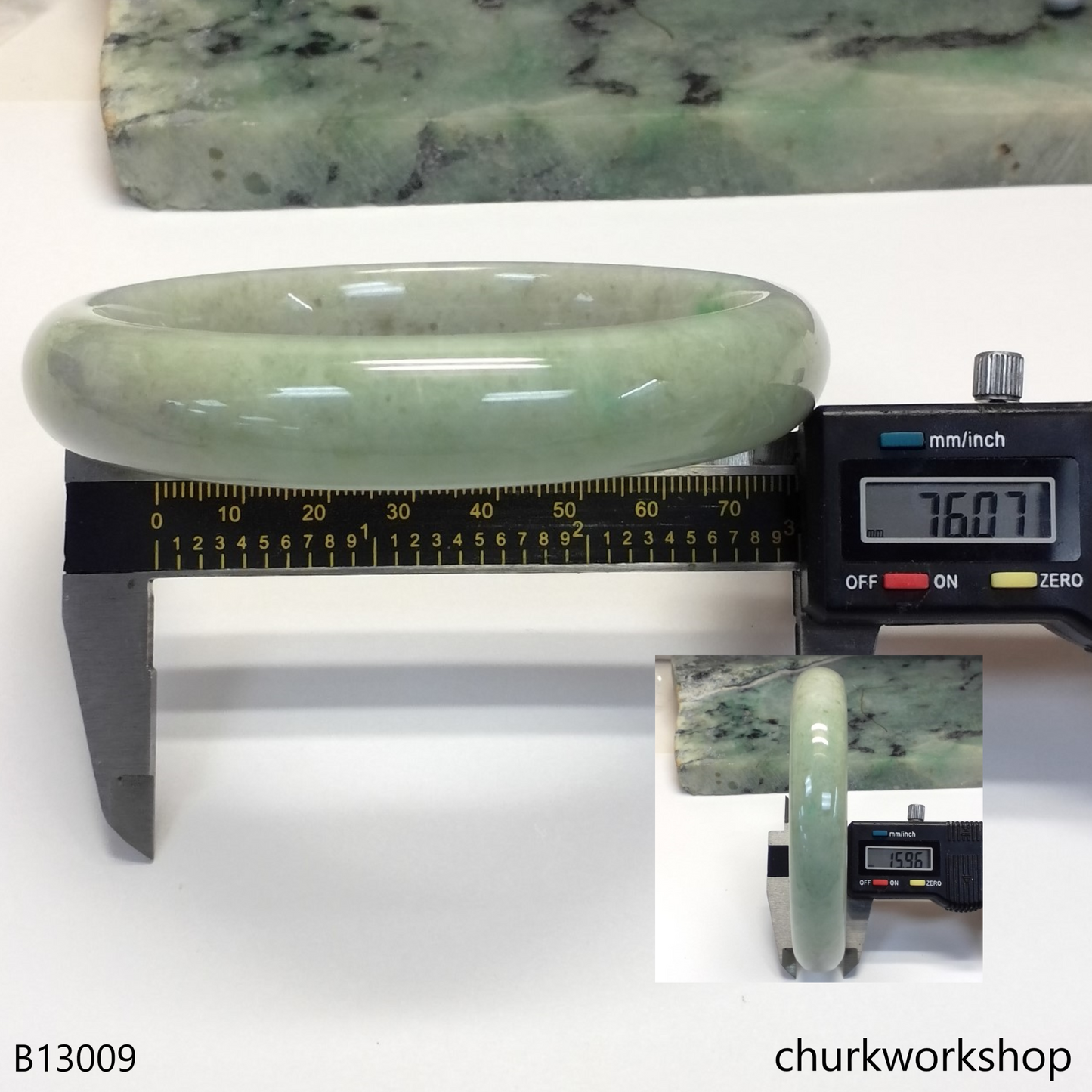 Upper arm light green jade bangle