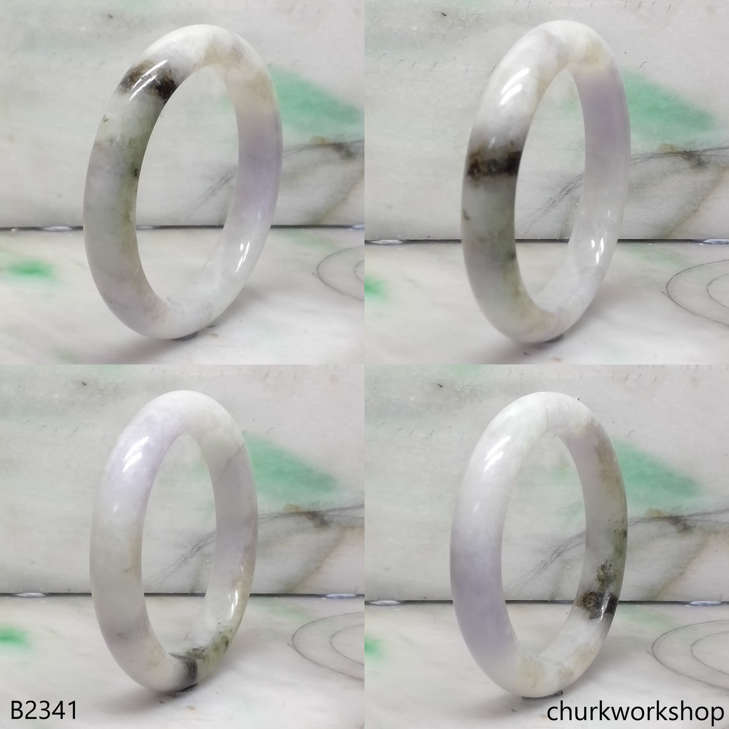 Pale lavender mix dark green jade bangle