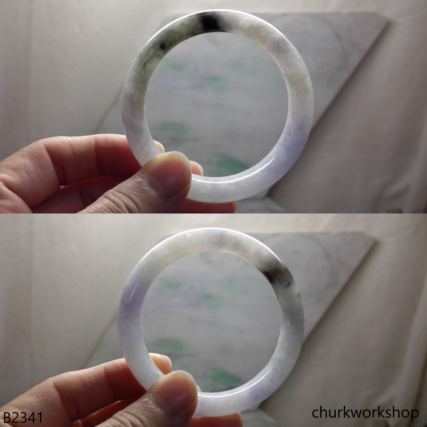 Pale lavender mix dark green jade bangle