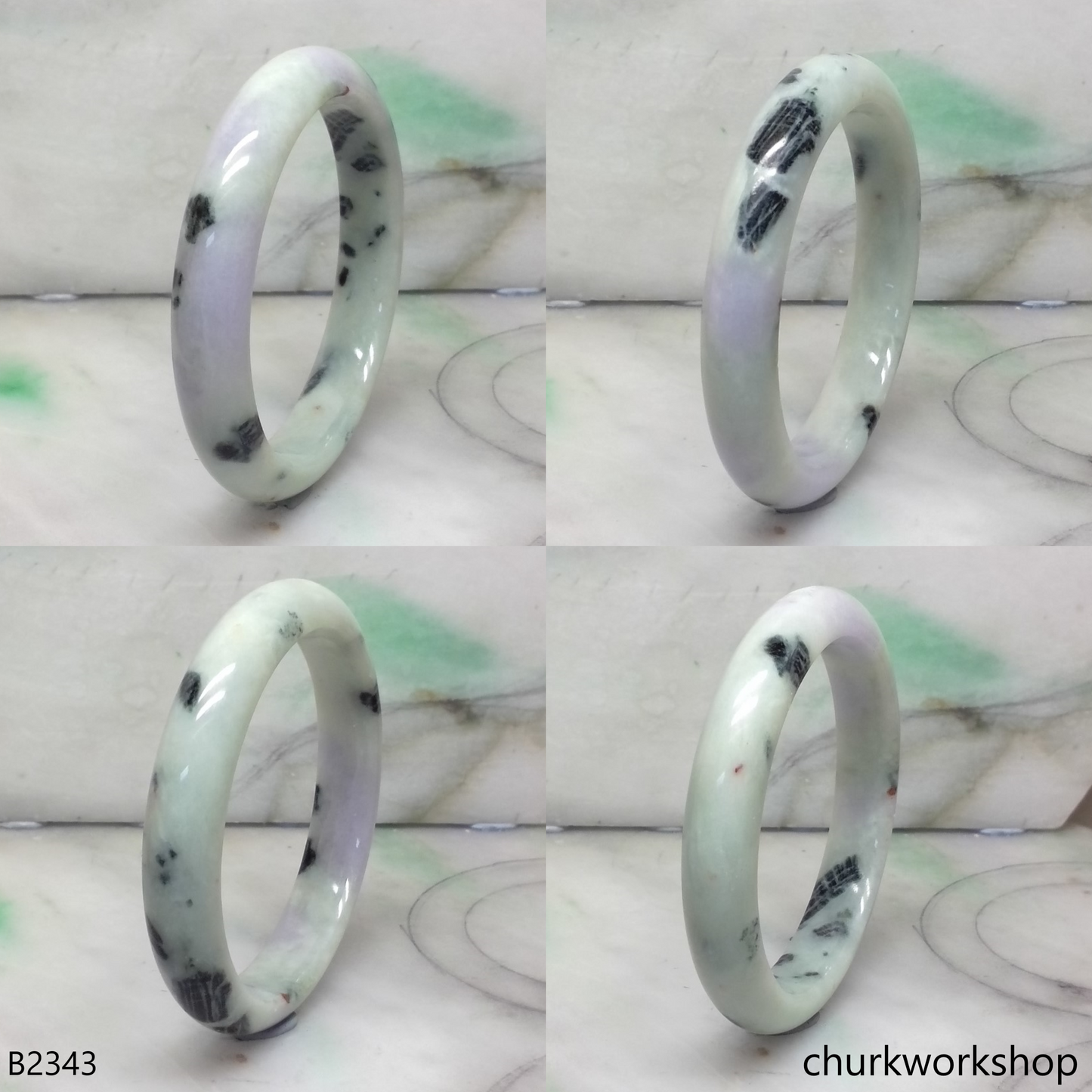 Light green mix lavender & dark green jade bangle