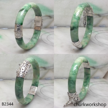 Green jade hinge bangle
