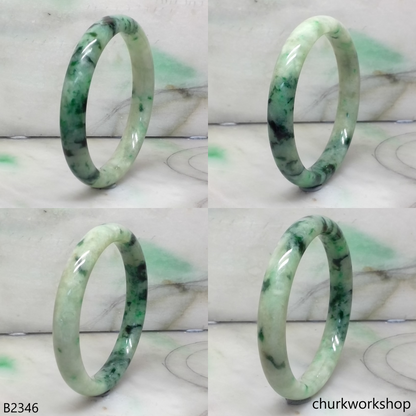 Light green with splotches dark green jade bangle