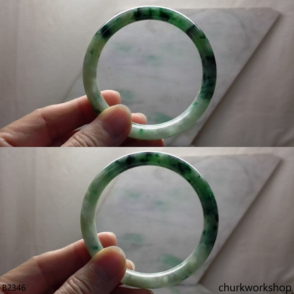 Light green with splotches dark green jade bangle