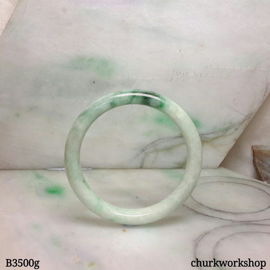 White base mix green jade bangle