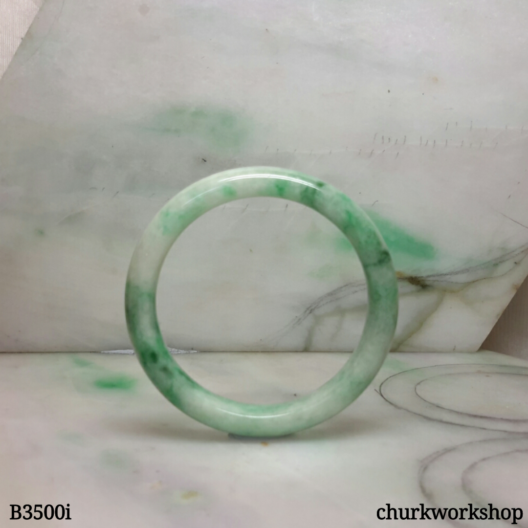 Small White base mix green jade bangle
