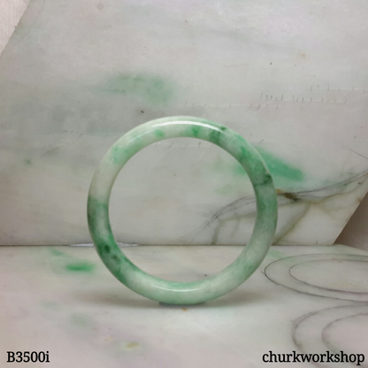 Small White base mix green jade bangle