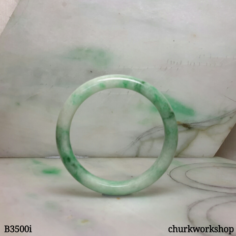 Small White base mix green jade bangle
