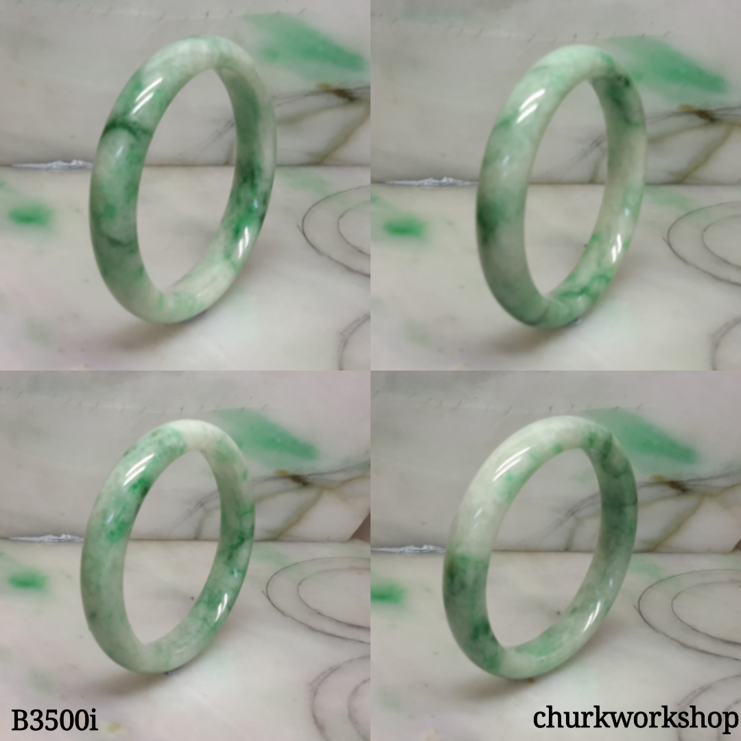 Small White base mix green jade bangle