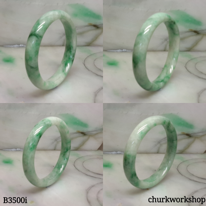 Small White base mix green jade bangle
