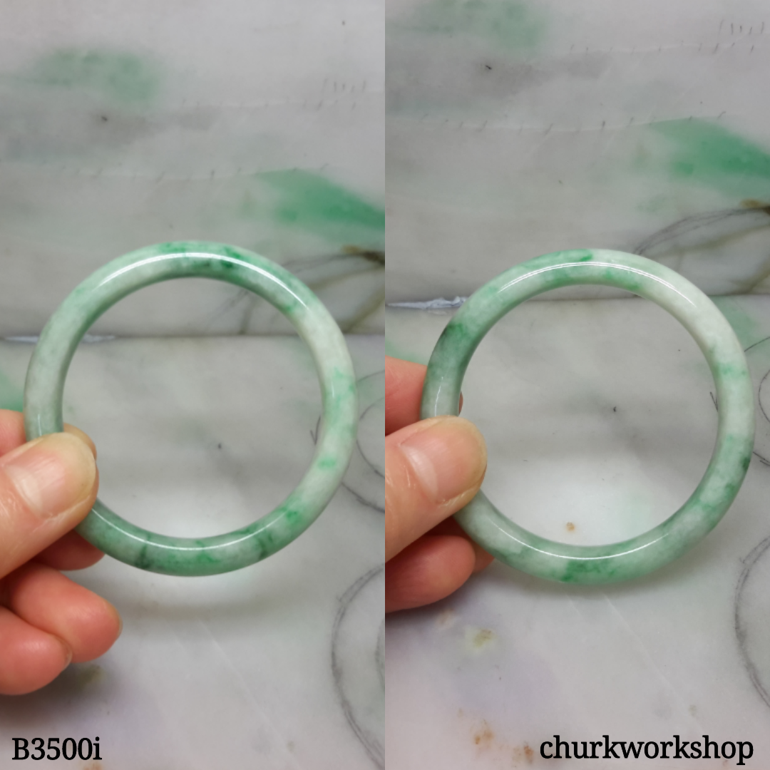 Small White base mix green jade bangle