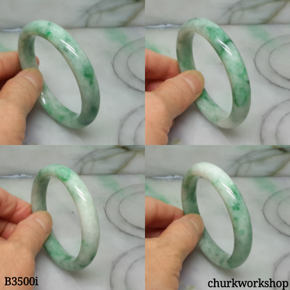 Small White base mix green jade bangle