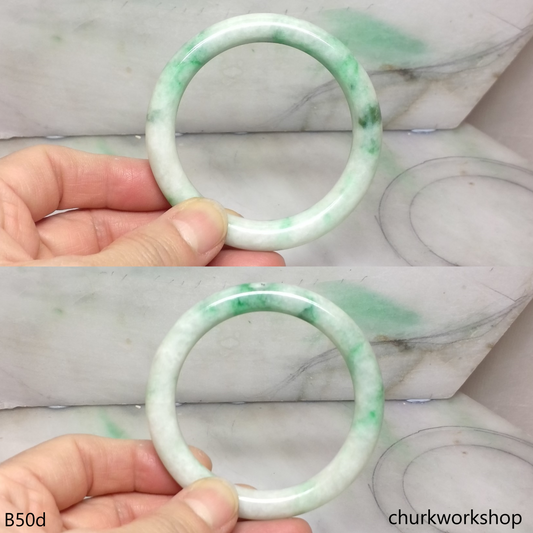 White base with green splotches jade bangle