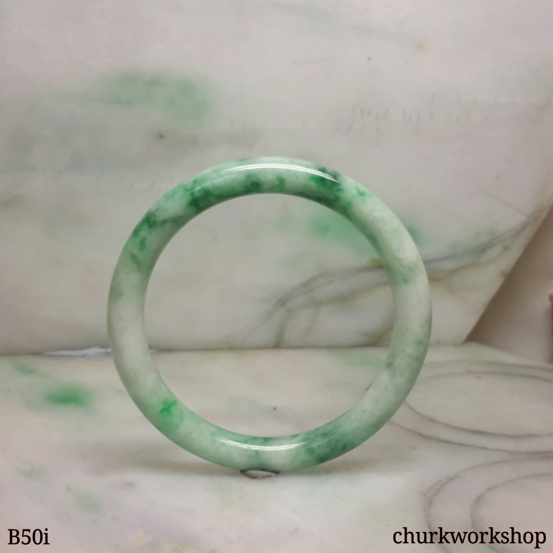 Light green with splotches dark green jade bangle