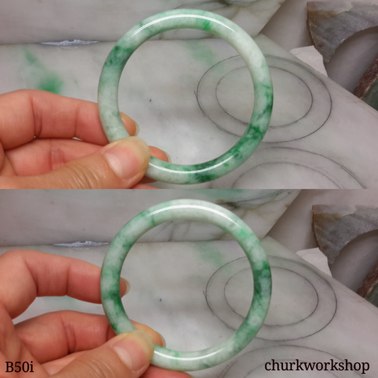 Light green with splotches dark green jade bangle