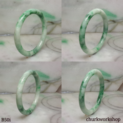 Light green with splotches dark green jade bangle