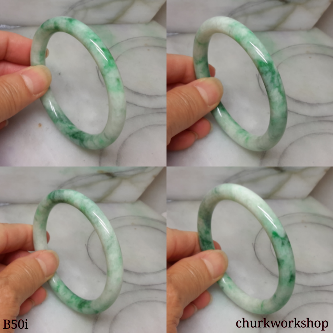 Light green with splotches dark green jade bangle