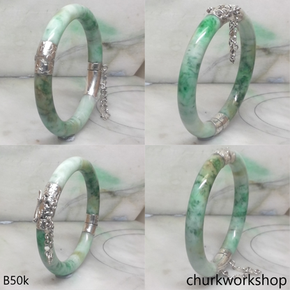 Multi-color jade hinge bangle