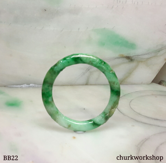 Baby carved green jade bangle