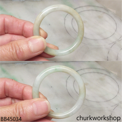 Pale green mix yellowish baby jade bangle