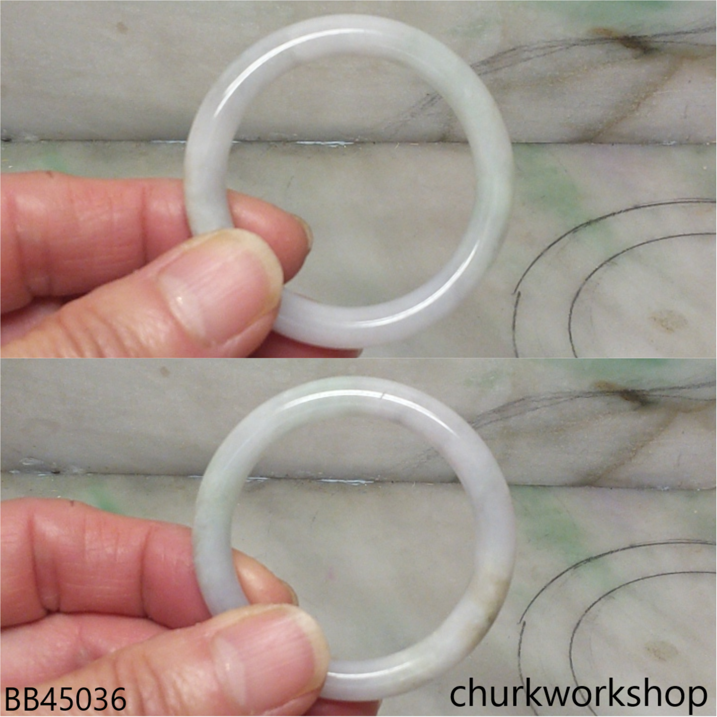 Pale lavender mix pale green baby jade bangle