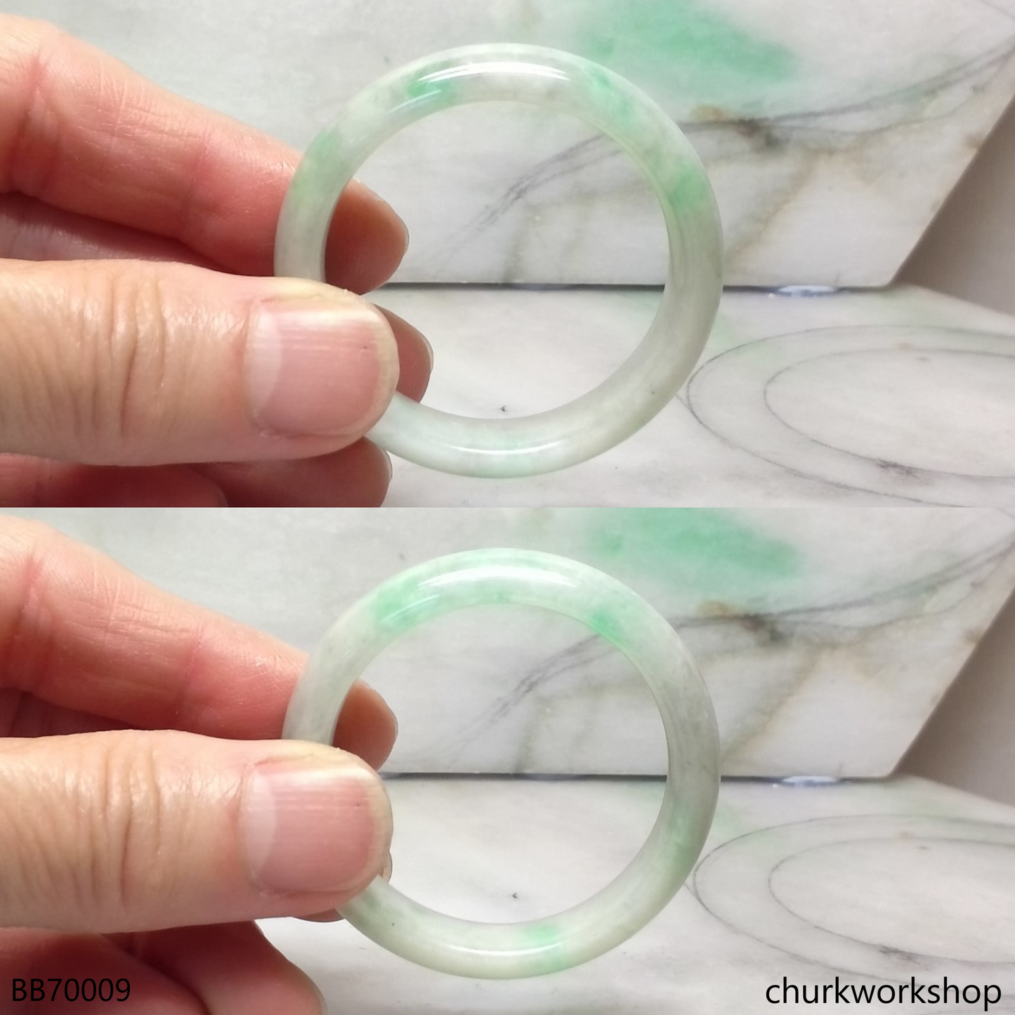 Pale green with splotches green baby bangle