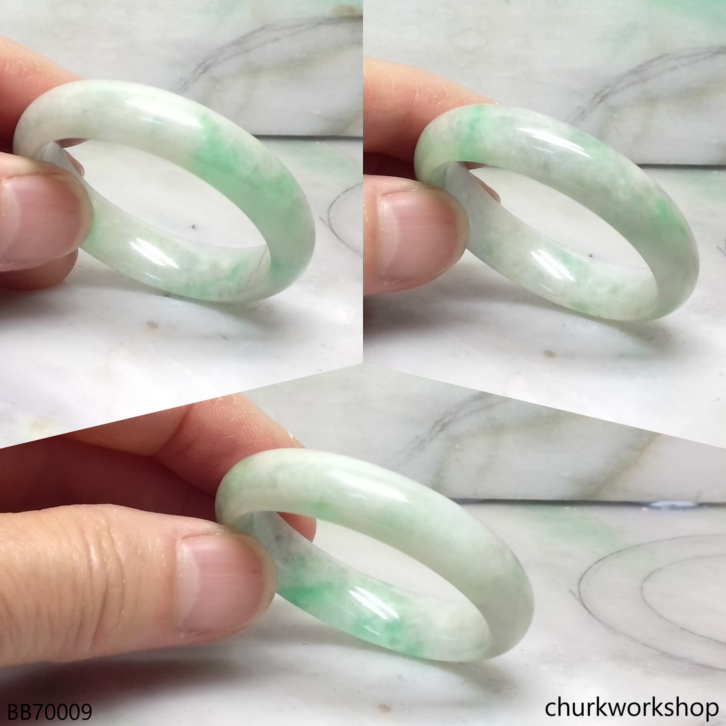 Pale green with splotches green baby bangle