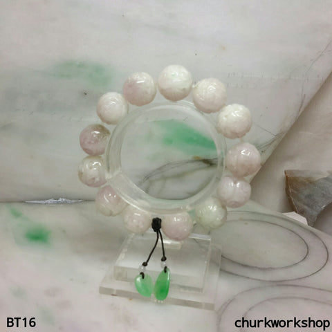 Lavender carved jade beads bracelet, jade bracelet