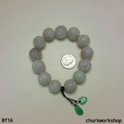 Lavender carved jade beads bracelet, jade bracelet