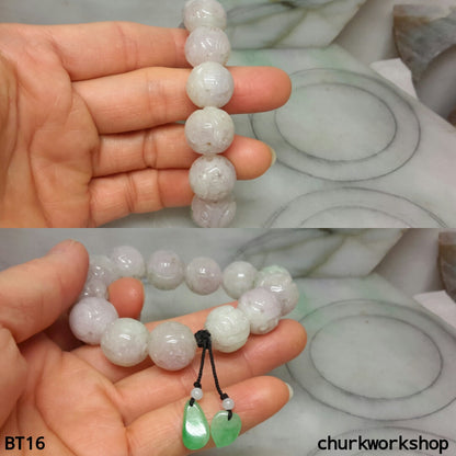 Lavender carved jade beads bracelet, jade bracelet