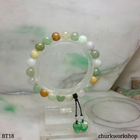 Multi-color jade beads bracelet, jade bracelet