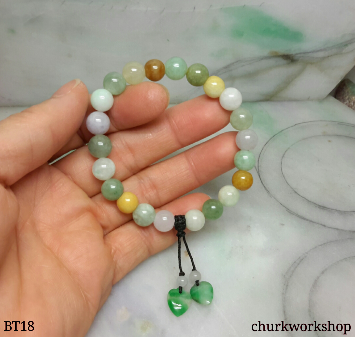 Multi-color jade beads bracelet, jade bracelet