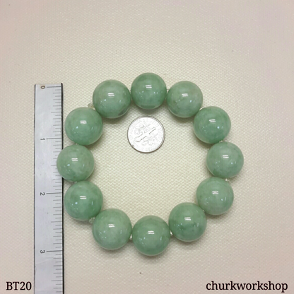 Light green large beads jade bracelet, jade beads bracelet