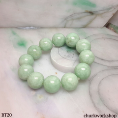 Light green large beads jade bracelet, jade beads bracelet