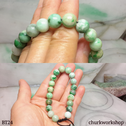 Mix color green beads jade bracelet, jade bracelet