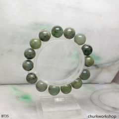 Dark green large beads jade bracelet