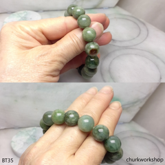 Dark green large beads jade bracelet