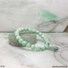 Light green beads jade bracelet with charm