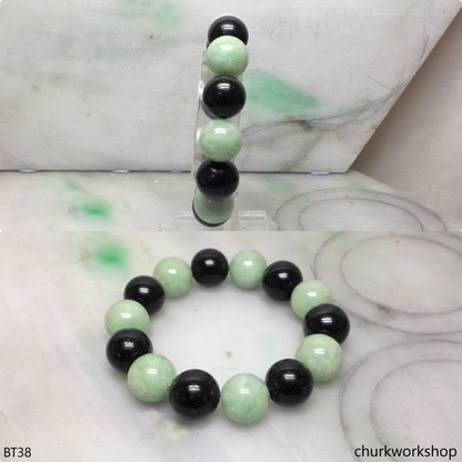 Black and green beads jade bracelet