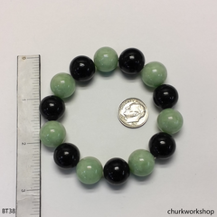 Black and green beads jade bracelet