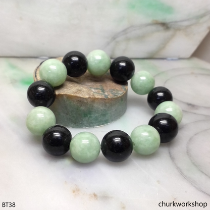 Black and green beads jade bracelet