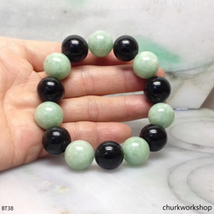 Black and green beads jade bracelet