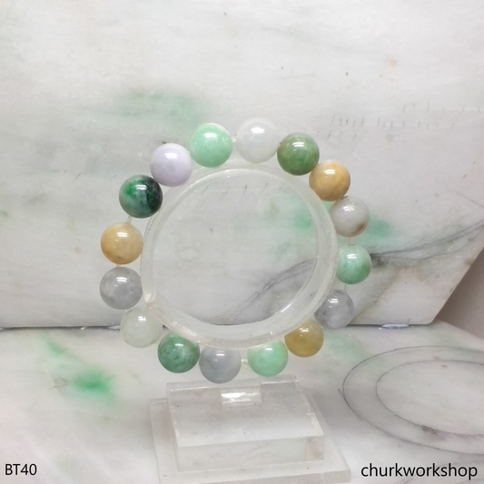 Multi-color jade beads bracelet