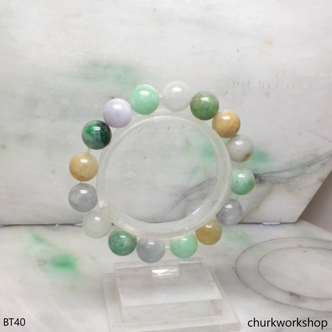 Multi-color jade beads bracelet